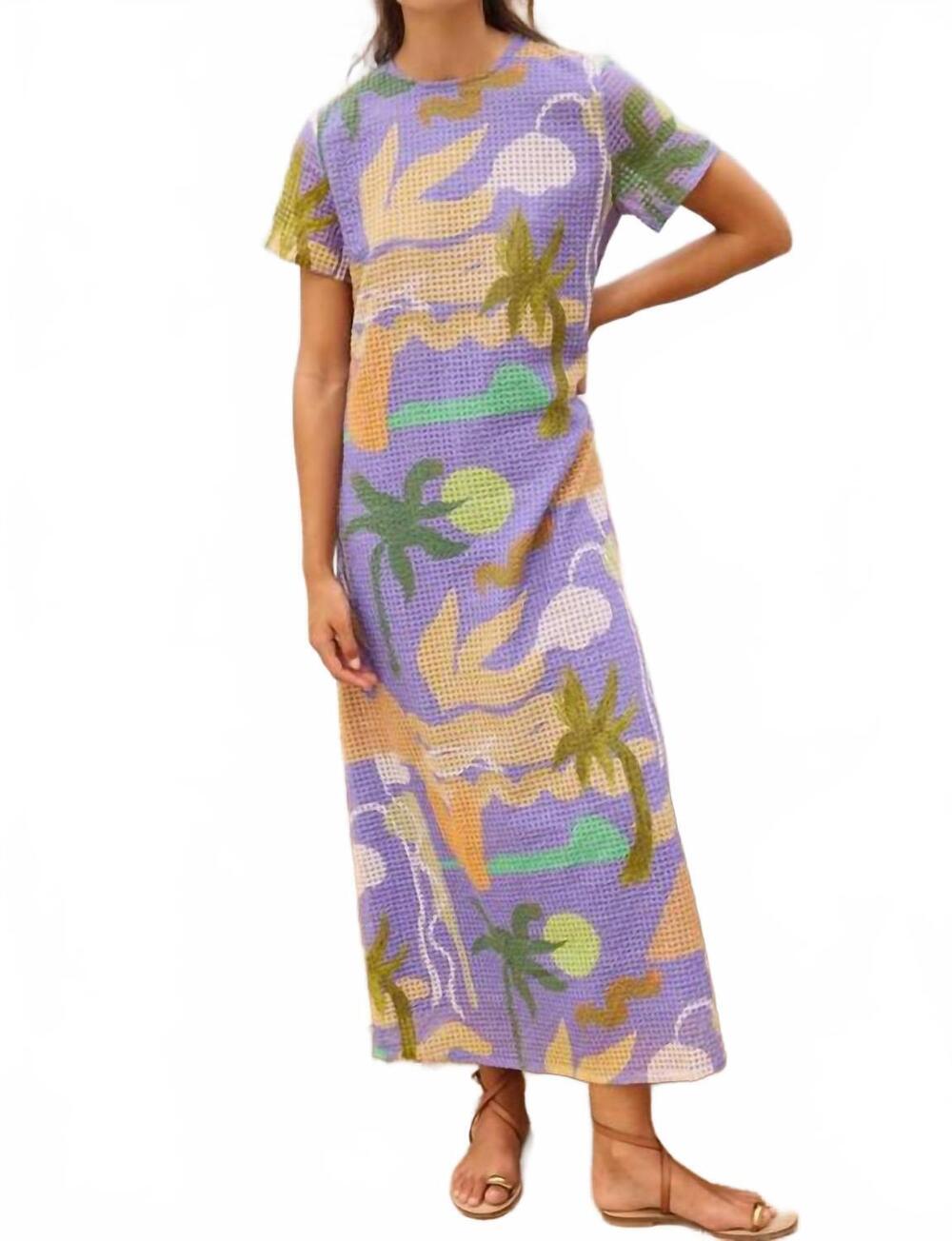NEW OLIPHANT short sleeve shift maxi dress in paradiso